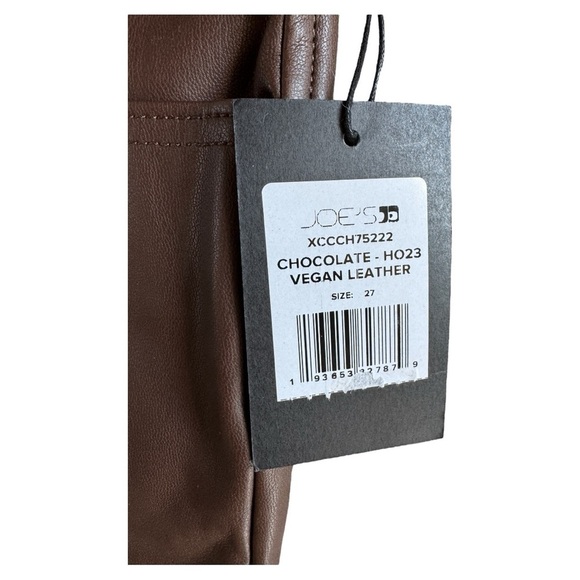 Joe's Jeans Womens Chocolate Crop Bootcut Vegan Leather Jean NWT Size 27 - Picture 4 of 6